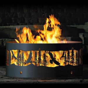 Soaring Eagle Fire Pit-ring, 16&quot; hoog, zwaar uitgevoerd, gemaakt in de VS, cadeau voor hem of haar, vuurplaats