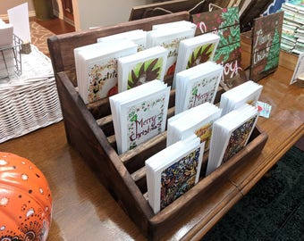 Slotted Media display stand | Greeting Card holder | Multiple colors | Made to order