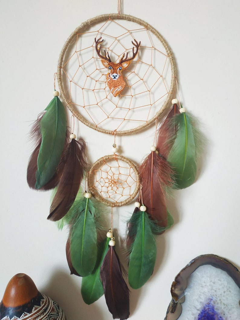 Deer Dreamcatcher Feather Dream Catcher Spirit Animal Dream Etsy