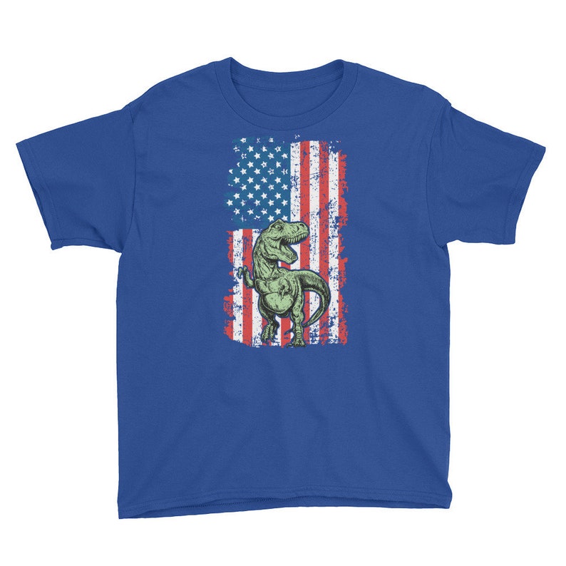 Kids T Rex American Flag Tshirt Dinosaur Youth Tshirt for Etsy