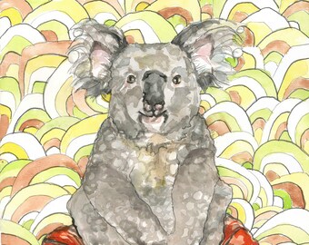 Koala bear bean bag chair watercolor print