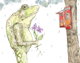Whimsical Frog Watercolor Art Print