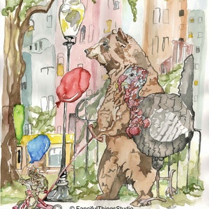 Whimsical Animal Watercolor Illustraion Print