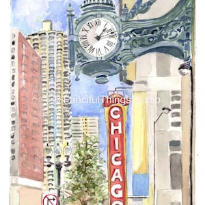 Marshall Fields Chicago watercolor art PRINT