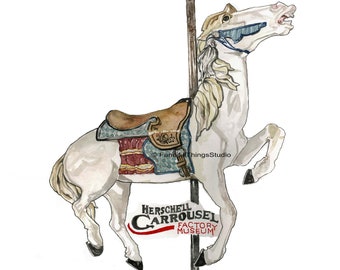 King Billy Carousel Horse Watercolor Print