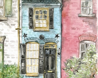 Spite House Watercolor Print, Alexandria VA Landmark