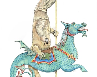 Carousel Sea Dragon watercolor illustration  print