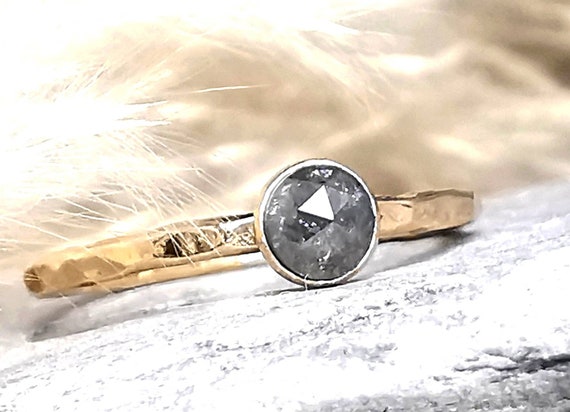 Natural grey diamond ring hot sale