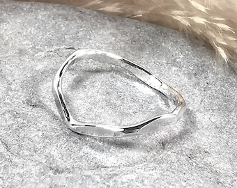 Chunky 2mm Faceted Thumb Ring Sterling Silver Band Ring by Rock and Feather Jewellery