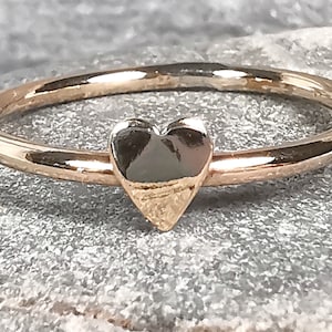 9ct Gold Filled Heart Ring by Rock and Feather Jewellery Plain Stacking Band