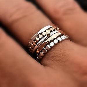 14k Gold Filled and Sterling Silver Stacking Set Of 5 Rings