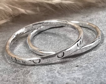 Sterling Silver Faceted Stacking Rings. 925 Sterling Silver