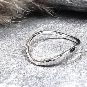 Thumb Ring Sterling Silver Dainty Hammered Band Ring by Rock and Feather Jewellery image 3