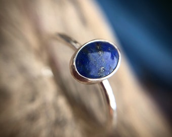 Sterling Silver Lapis Lazuli Gemstone Dainty Boho Ring