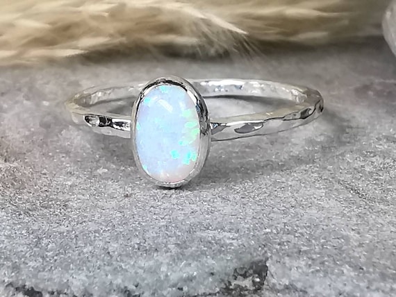 Opal ring sale silver band