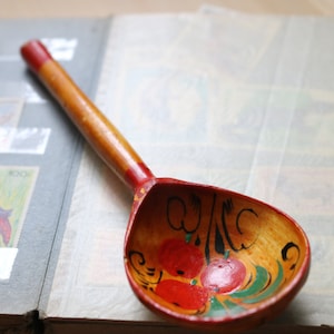 Painted Wooden Spoon, vintage cooking tool, rustic kitchen, Country decor, spoon for jam, long spoon, Cooking Spoons, Old rustic spoon