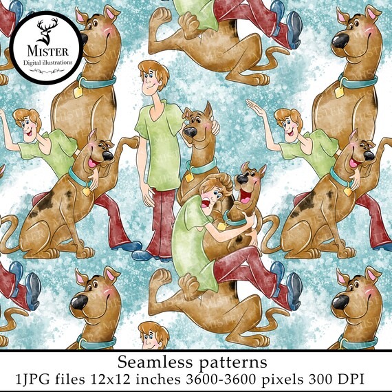 Scooby-doo Watercolor Seamless Pattern Scooby-doo Seamless | Etsy