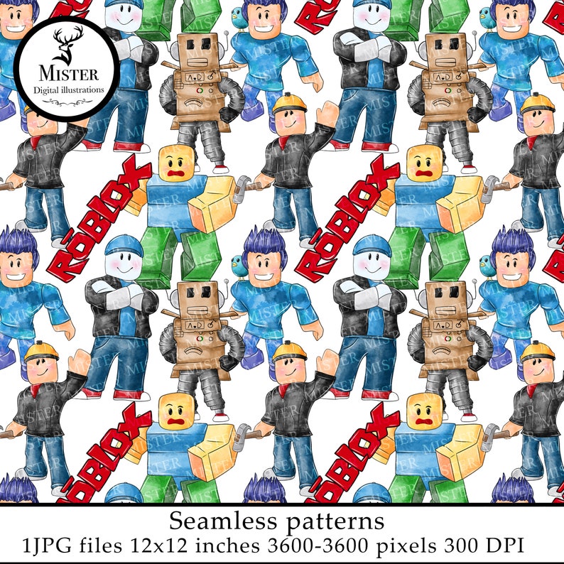 Roblox Seamless Pattern Roblox Watercolor Pattern Roblox - Etsy
