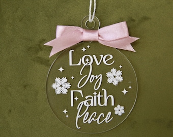 Cristmas ornament, Love Joy Peace Faith, Christmas Tree Decor, Christmas Bauble, Home decoration, Cristmas toy, Cristmas gift