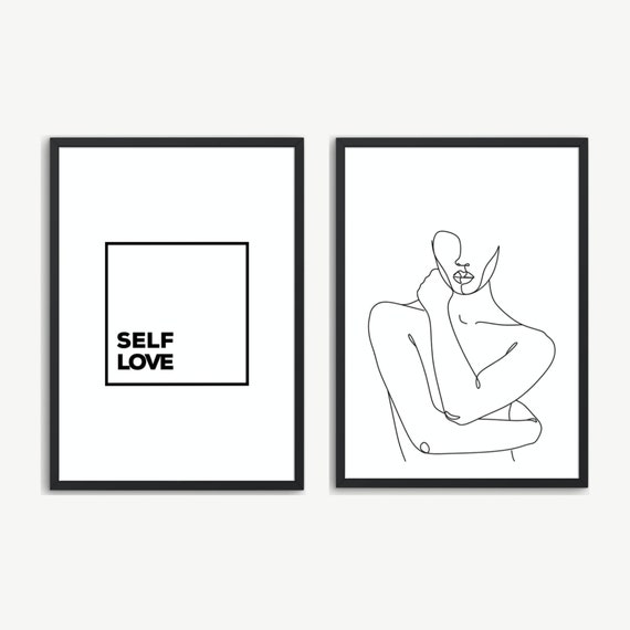 Self Love Outline Wall Art. Minimalist Digital Prints. Home Etsy
