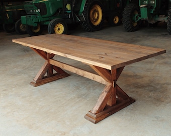 8ft 7ft 6ft Rustic Farm Table ~ Cross Leg Farmhouse Table (TEXAS DELIVERY ONLY)