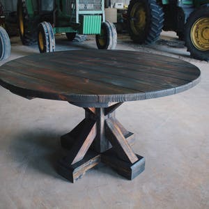 5ft 4ft Rustic Round Farm Table ~ Cross Leg Farmhouse Table (TEXAS DELIVERY ONLY)