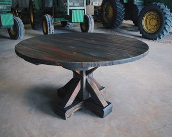 5ft 4ft Rustic Round Farm Table ~ Cross Leg Farmhouse Table (TEXAS DELIVERY ONLY)