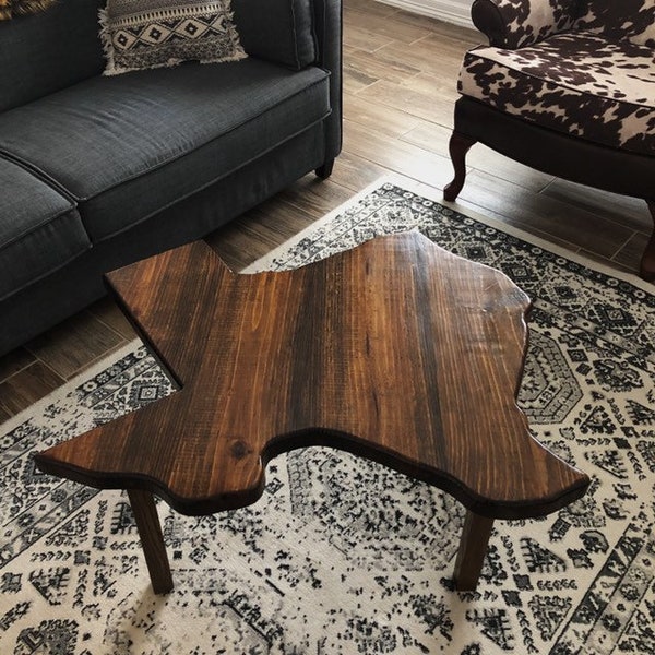 Rustic Texas Coffee Table. USA. Lone Star Flag Industrial America Table