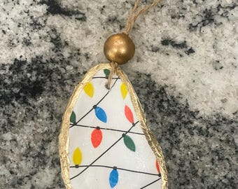Retro Christmas oyster shell ornament
