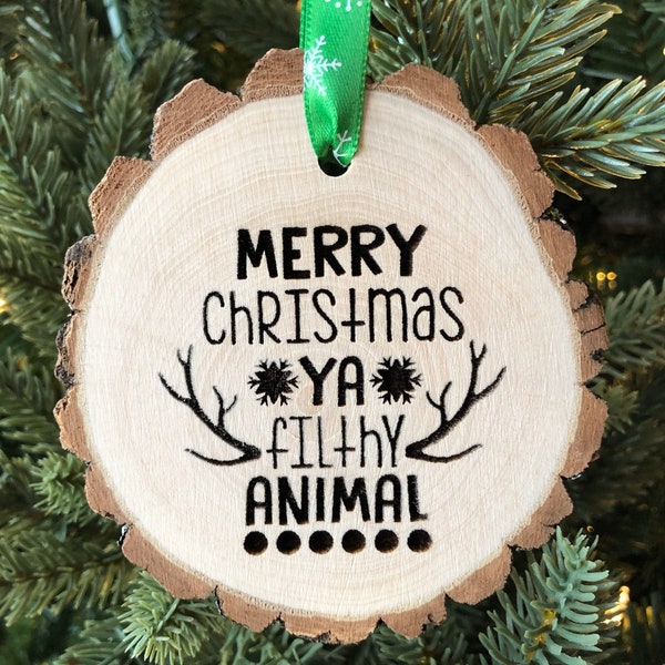 Merry Christmas Ya Filthy Animal, Keep the Change, Wooden Christmas Ornament, Macaulay Culkin, Home Alone, Make My Day, Free Personalization
