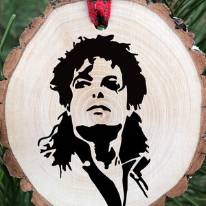 Michael Jackson Wooden Engraved Ornament - Unique Tribute for Fans, Christmas Ornament, King of Pop, Billie Jean, Retro 80&#39;s Gift