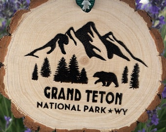 Grand Teton National Park Wooden Ornament, Christmas, Wyoming, Jackson, Bear, Yellowstone, Family Reunion, Souvenir, Free Personalization