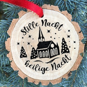 Stille Nacht Heilige Nacht Wooden German Christmas Ornament, Silent Night Holy Night, Franz, Fröhliche Weihnachten, Free Personalization