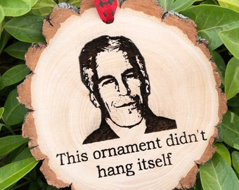 This Ornament Didn't Hang Itself Wooden Christmas Ornament, Jeffrey Epstein, Funny Christmas, Conspiracy Theory, 2021, Free Personalization