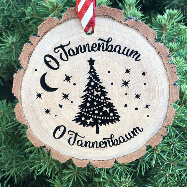 O Tannenbaum Wooden German Christmas Tree Ornament, Silent Night, Ernst Anschütz, Fröhliche Weihnachten, Free Personalization