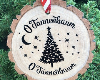 O Tannenbaum Wooden German Christmas Tree Ornament, Silent Night, Ernst Anschütz, Fröhliche Weihnachten, Free Personalization