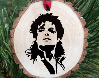 Michael Jackson Wooden Christmas Ornament, King of Pop, Billie Jean, Drake, Retro 80's Gift, Girlfriend Gift