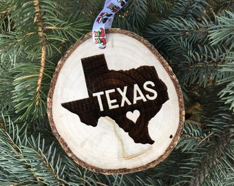 Connecticut CT Home State Solid Navy Wood Christmas Tree Ornament