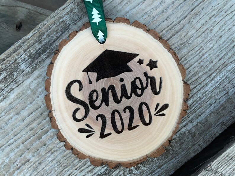Wooden Christmas Ornament Senior 2020 Personalized Gift Diploma University High School College Square Academic Cap Class of 2020