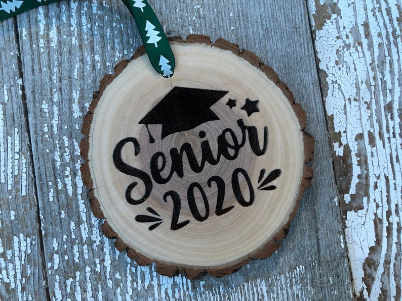 Wooden Christmas Ornament Senior 2020 Personalized Gift Diploma University High School College Square Academic Cap Class of 2020