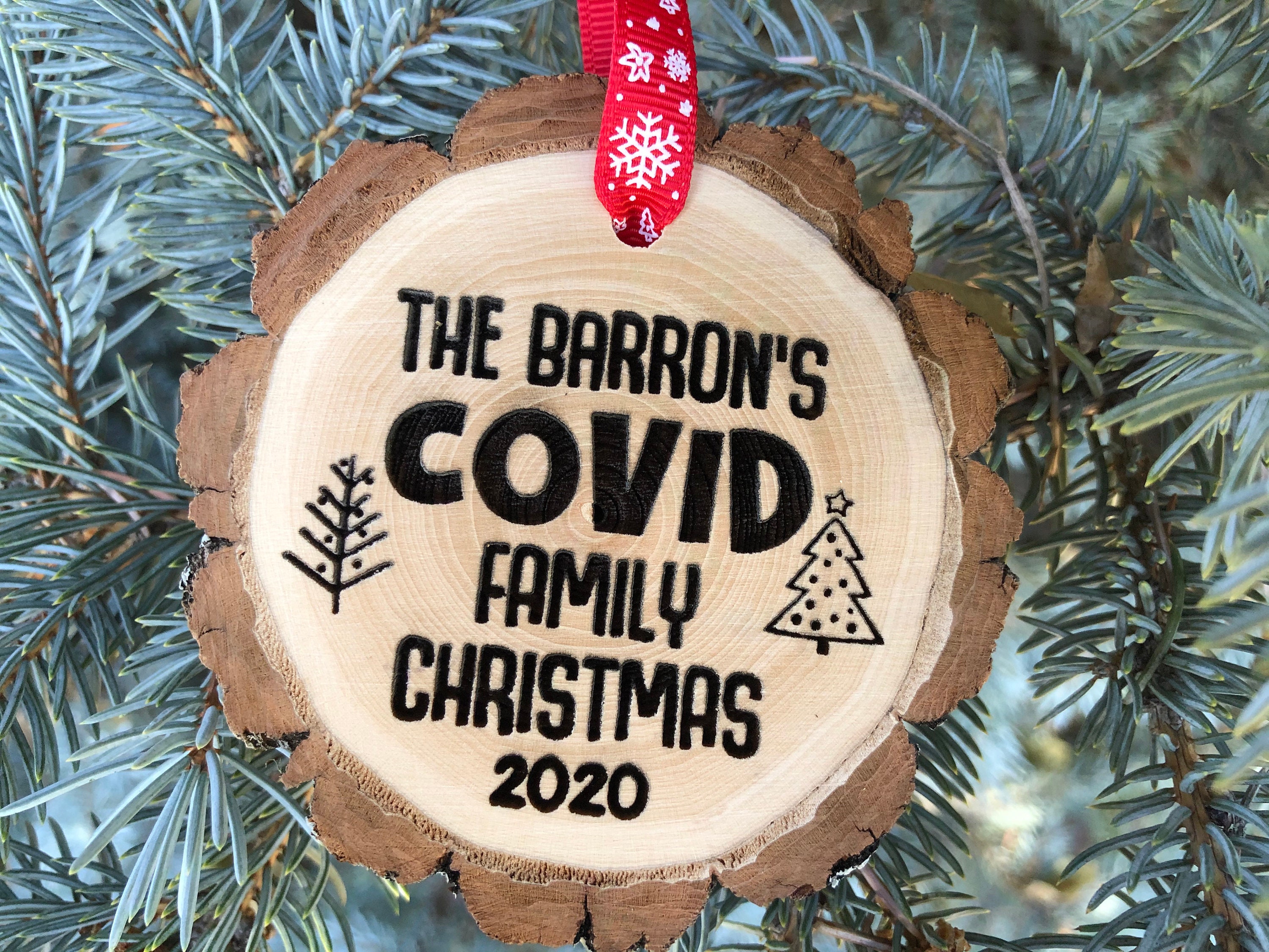 Covid Family Christmas 2020 Wooden Ornament Pandemic Etsy