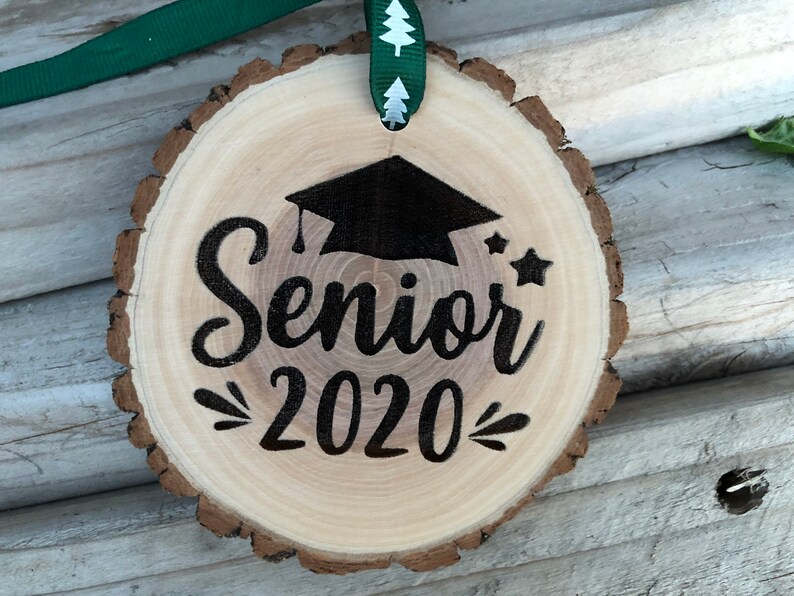 Wooden Christmas Ornament Senior 2020 Personalized Gift Diploma University High School College Square Academic Cap Class of 2020