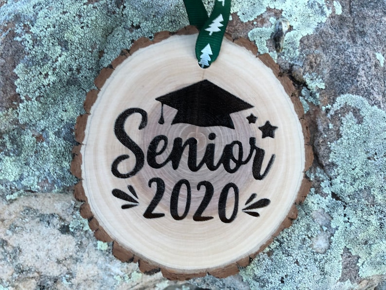 Wooden Christmas Ornament Senior 2020 Personalized Gift Diploma University High School College Square Academic Cap Class of 2020
