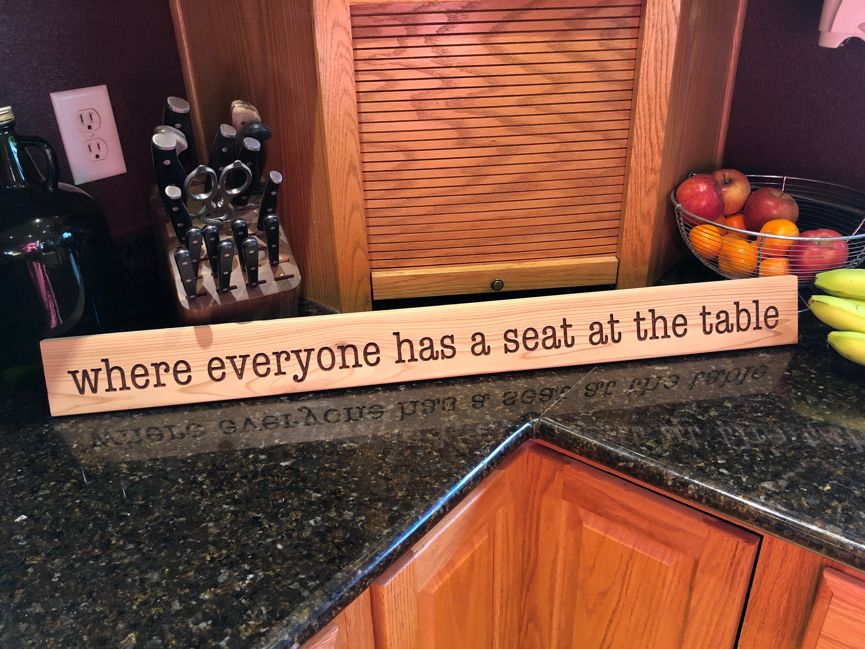 Wooden Kitchen Sign Where Everyone Has a Seat at the Table Etsy
