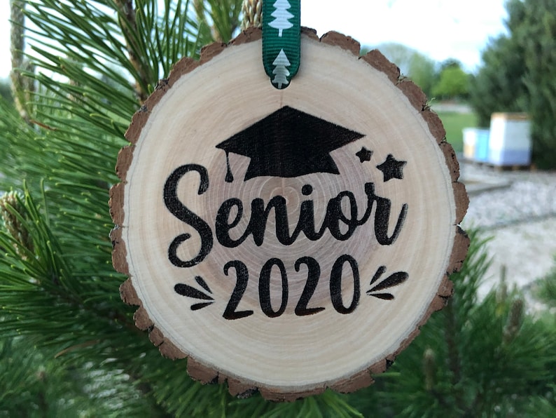 Wooden Christmas Ornament Senior 2020 Personalized Gift Diploma University High School College Square Academic Cap Class of 2020