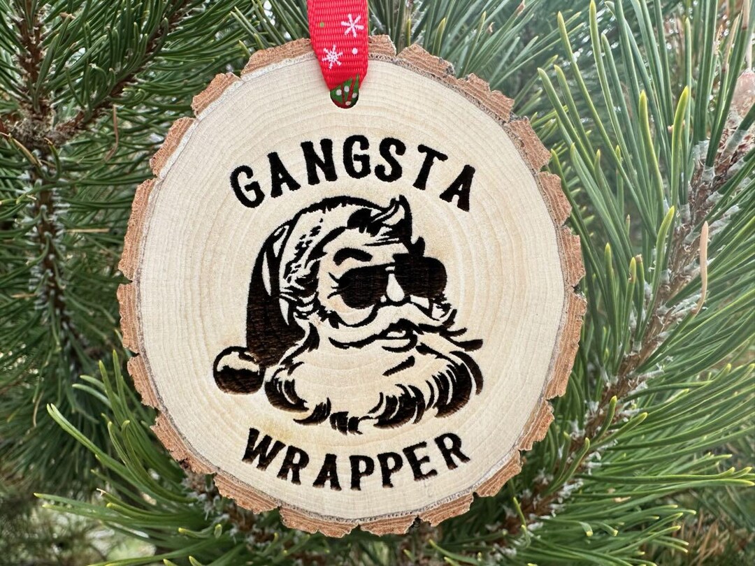 Gangsta Wrapper Wooden Christmas Ornament, Drake, Santa, Rap, Rapper ...