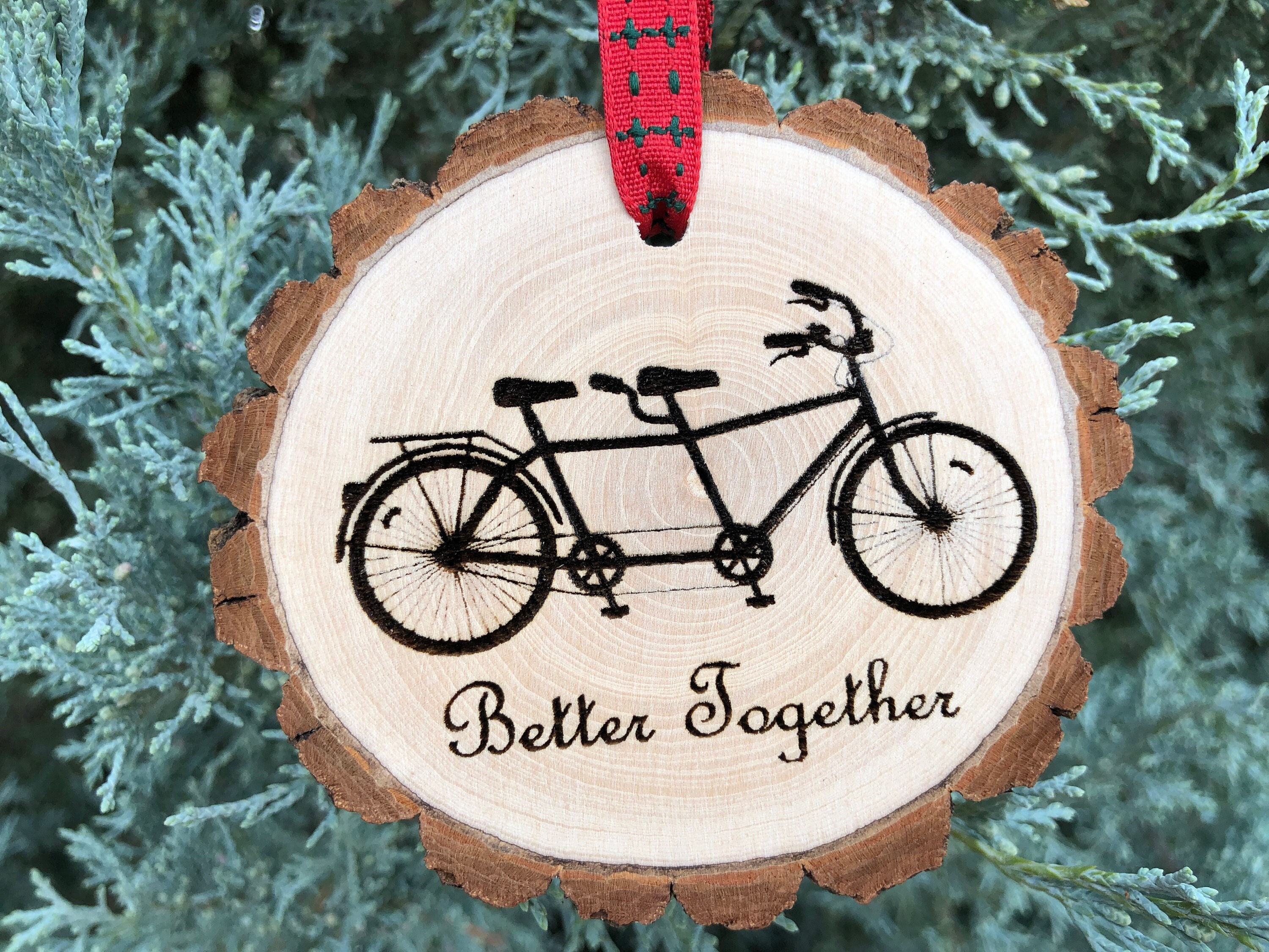 Better Together Tandem Bike Wooden Christmas Ornament Gift Etsy
