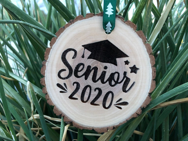 Wooden Christmas Ornament Senior 2020 Personalized Gift Diploma University High School College Square Academic Cap Class of 2020