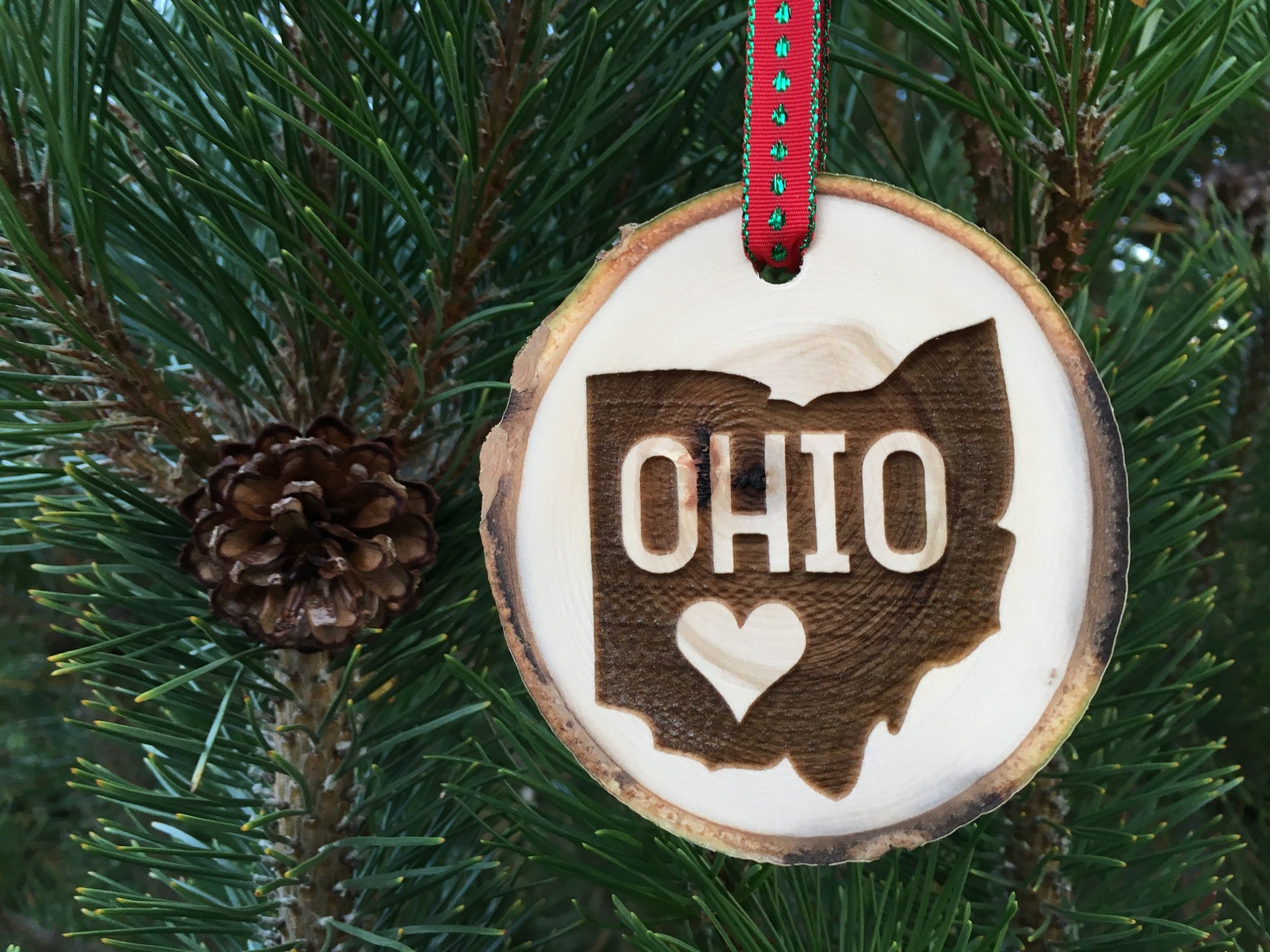 Wooden Christmas Ornament Ohio State Ornament Personalized Etsy