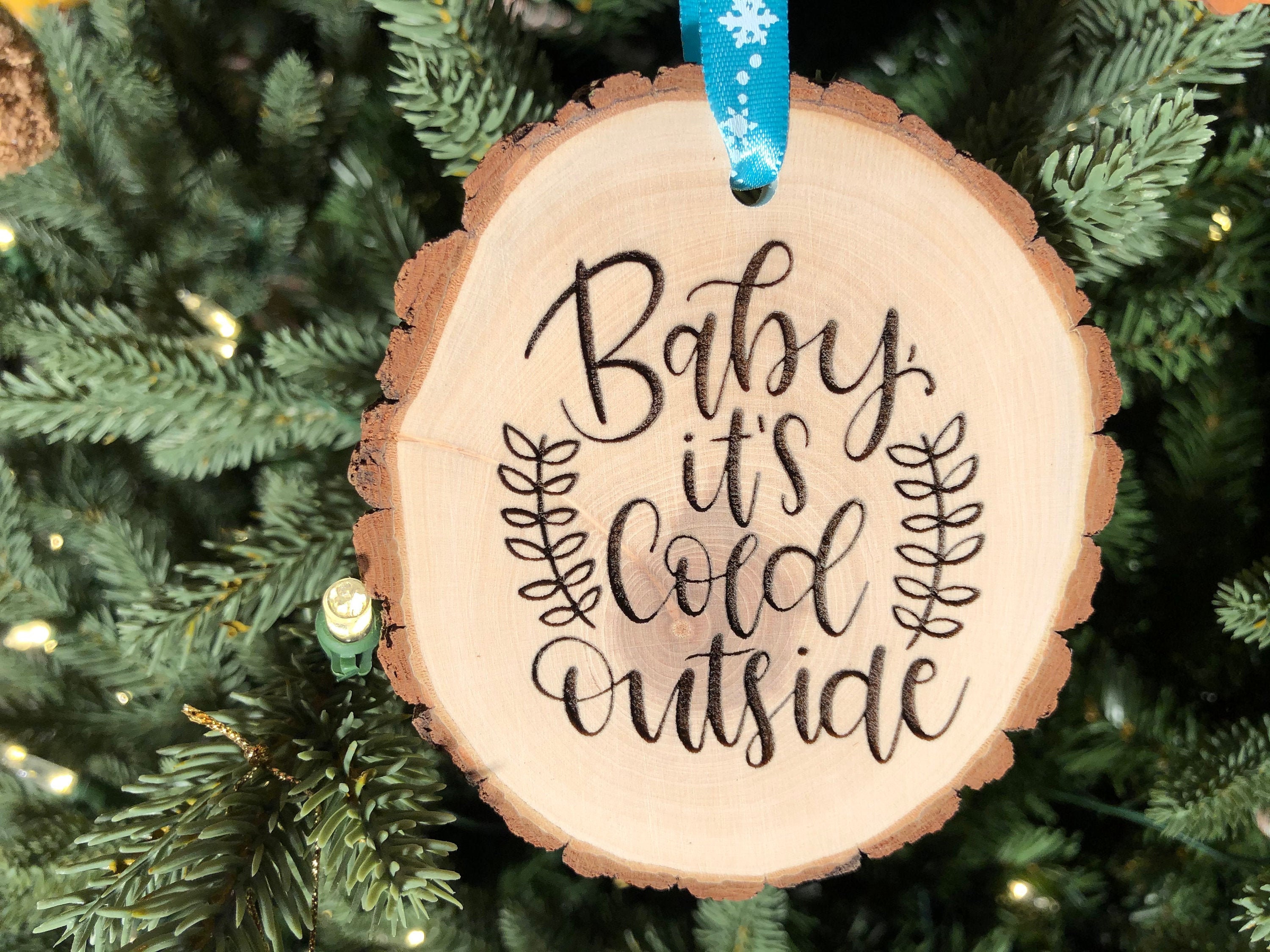 NEW WOODEN CHRISTMAS ORNAMENT SEASONAL DOOR DECOR "BABY IT'S COLD OUTSIDE" 